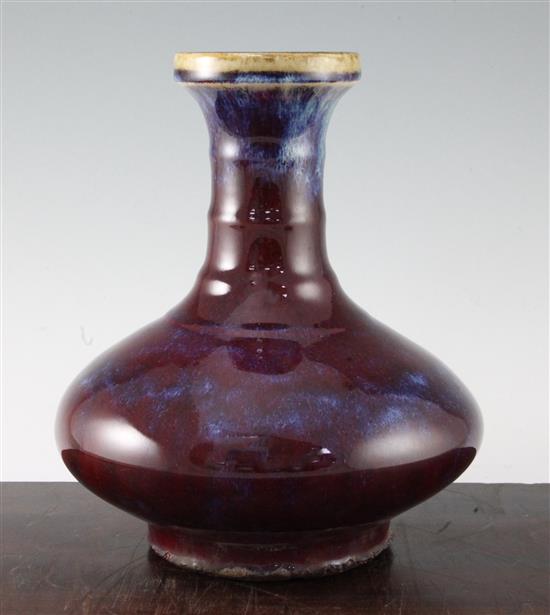 A Chinese flambe glazed bottle vase, Yongzheng mark but later, 26cm
